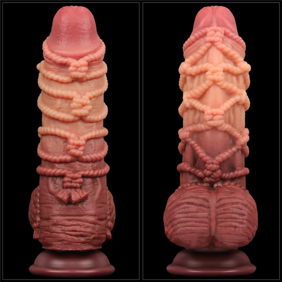 9.5'' Dual layered Platinum Silicone Cock with Rope