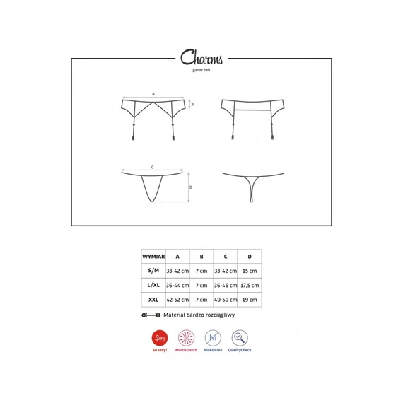 Charms garter belt & thong black L/XL