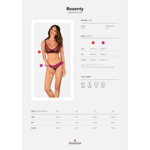 Rosenty 2-pcs crotchless set   XS/S