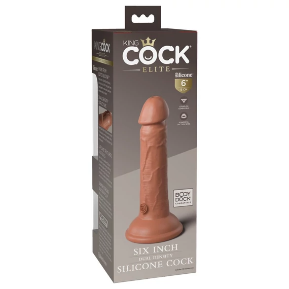 6" Dual Density Vibrating Silicone Cock  Tan