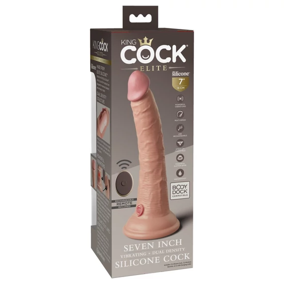 7" Dual Density Vibrating Silicone Cock with Remote  Light