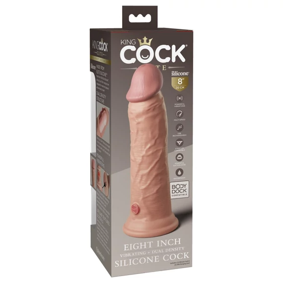 8" Dual Density Vibrating Silicone Cock  Light