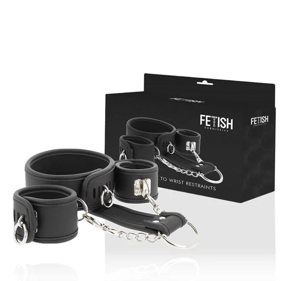 FETISH SUBMISSIVE - prémium vegán bőr nyakék és bilincs