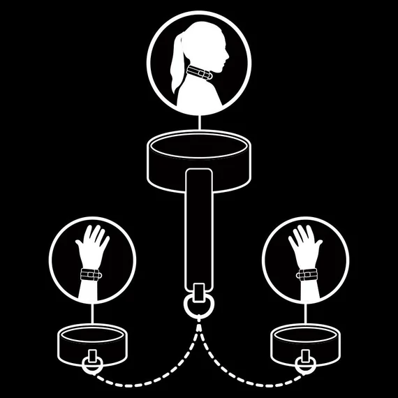 FETISH SUBMISSIVE - prémium vegán bőr nyakék és bilincs